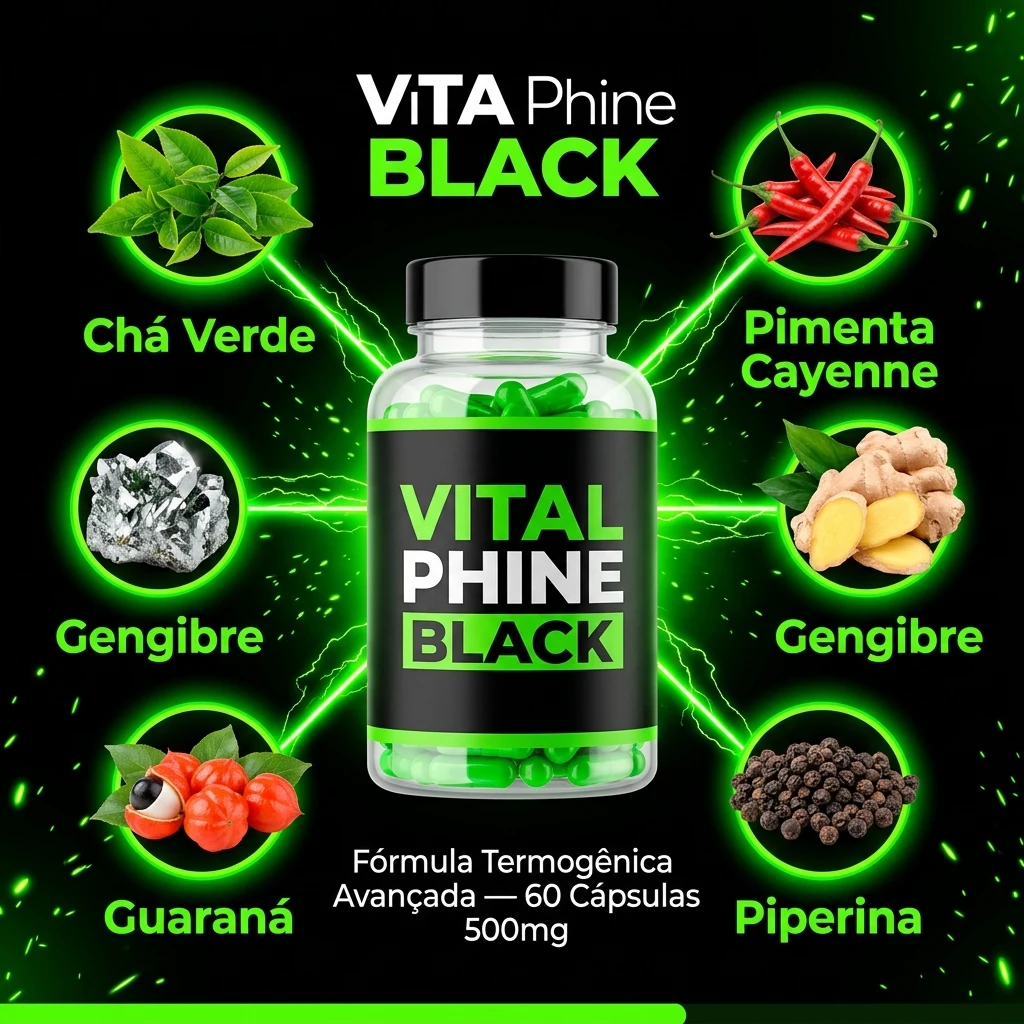 Vital Phine Black — Kit 5 Potes 🏆 Transformação Completa + Elimine até 35kg — imagem 2
